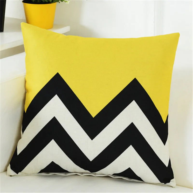 housse coussin carré géométrique chat animé coton lin moderne salon chambre voiture