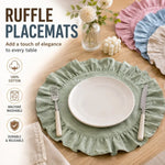placemats ruchés vert clair rose bleu clair beige élégants table restaurant mariage 30cm 38cm