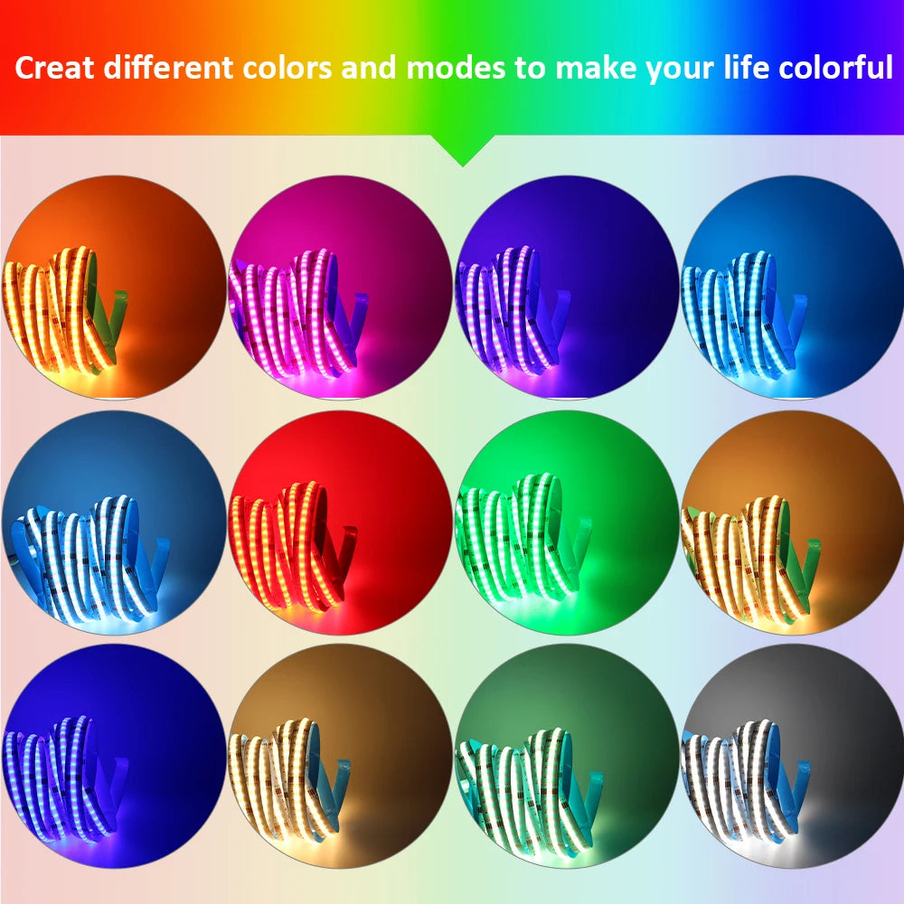 ruban led coB blanc multicolore moderne 24v 840leds câbles non isolés double sided tape