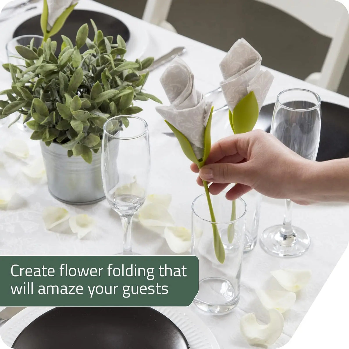 porte serviettes pliables fleur moderne rose vert adhésif festifs minimaliste table serviettes assiettes