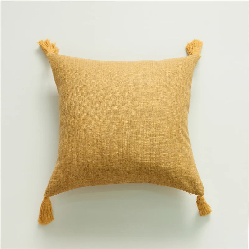 coussin carré moderne motif plante couleur verte jaune rose gris tissu lin opaque décoration