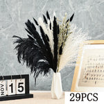 bouquet pampas séchés noir blanc décoration maison halloween anniversaire boho festive