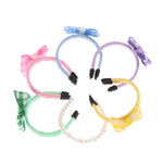 bandeau cheveux enfantin carreaux violet bleu jaune vert rose blanc clip métal 3cm