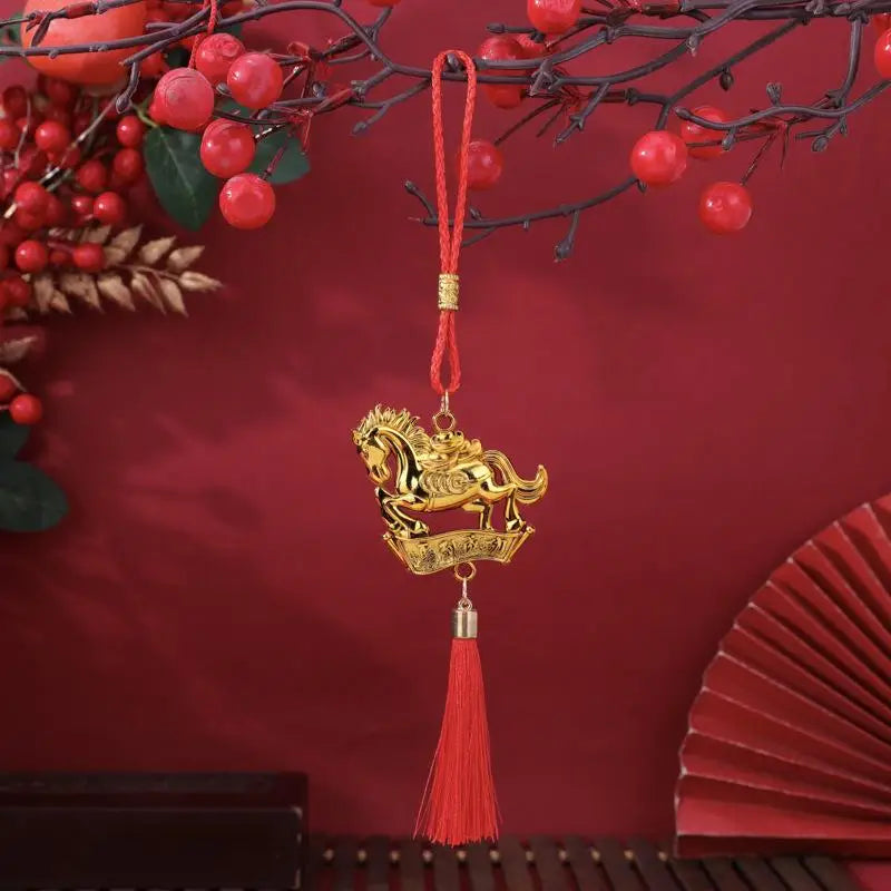 décoration murale pendentif artisanal chevaux franges rouge bleu vert violet rose doré festive