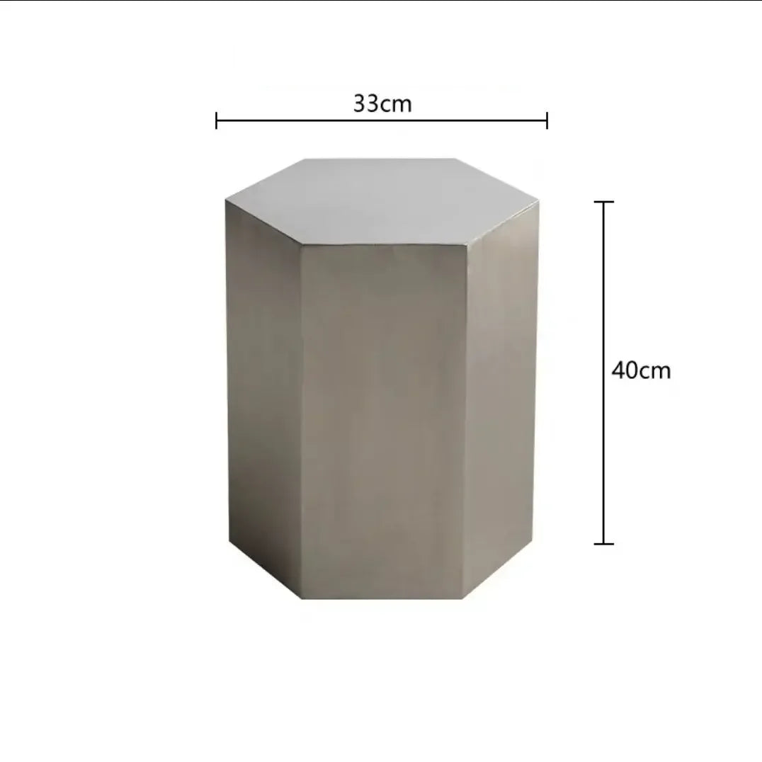 tabouret métal hexagonal moderne tabouret rond minimaliste meuble salon ottoman geometrique argenté gris