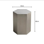 tabouret métal hexagonal moderne tabouret rond minimaliste meuble salon ottoman geometrique argenté gris