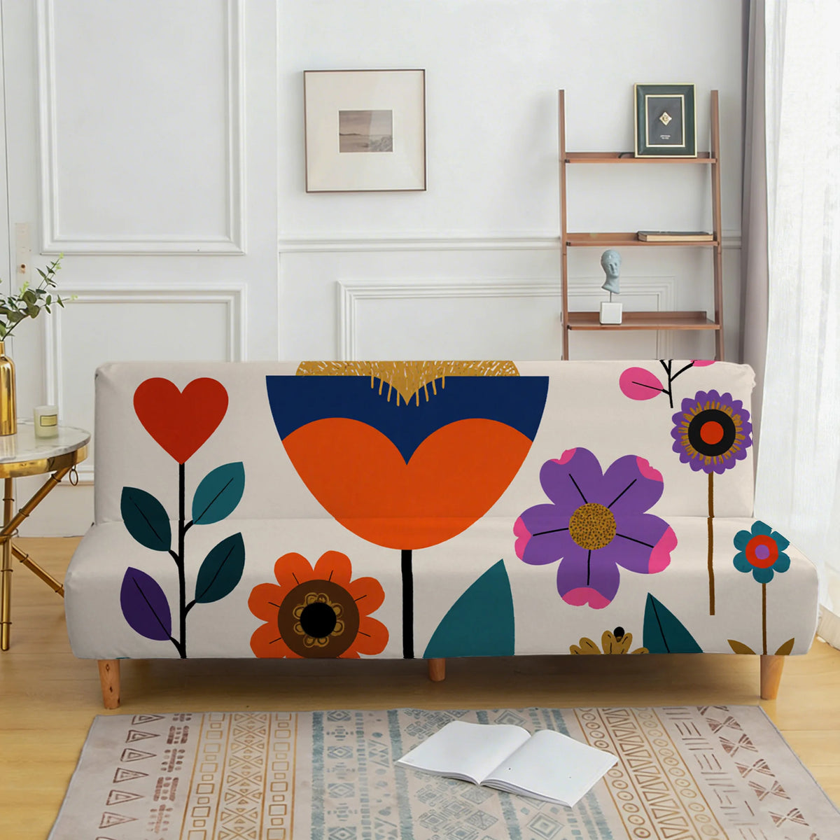 couverture canapé lit moderne fleurs colorées feuilles anti poussière machine lavable durable