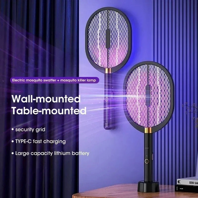piège moustiques électrique moderne noir or uv transparent base support mural rechargeable usb
