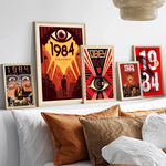 affiches pop art révolutionnaires géorges orwell 1984 graphiques abstrait oeil stylisé rouge noir beige