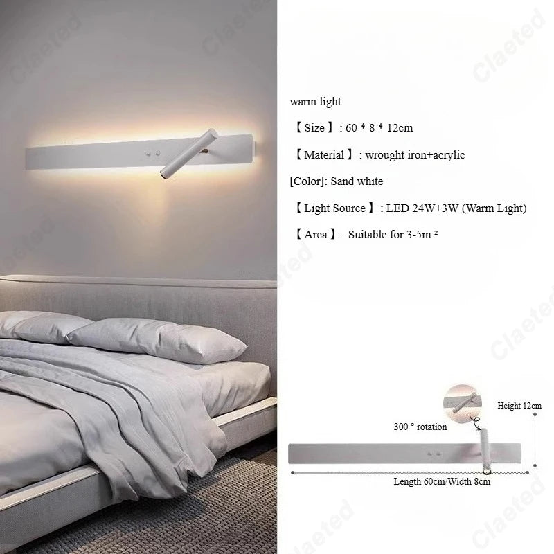 lampe murale moderne applique chambre étude entrée éclairage led noir blanc fixée minimaliste atmosphère