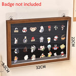 présentoir porte badges acrylique réutilisable contemporain bois marron noir clips badges