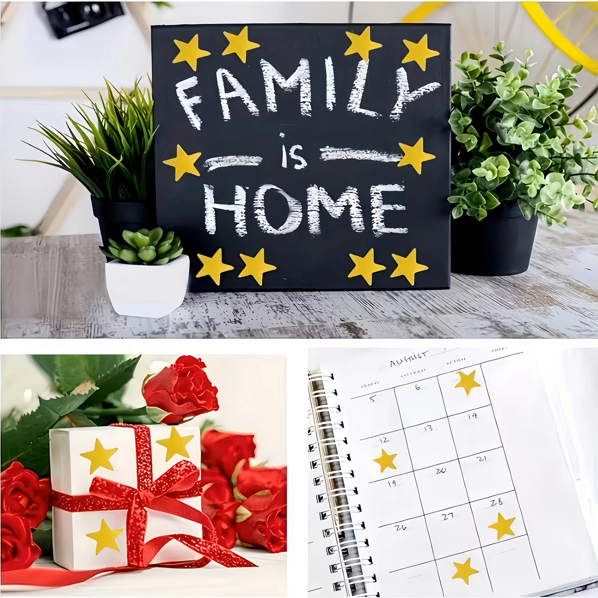 stickers étoiles violet vert bleu jaune noir rose adhésifs décoratifs pack 160pcs 320pcs 40pcs