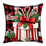 coussin décoratif noël carreaux rouge blanc flocon neige bonhomme neige guirlande sapin 45cm 45cm