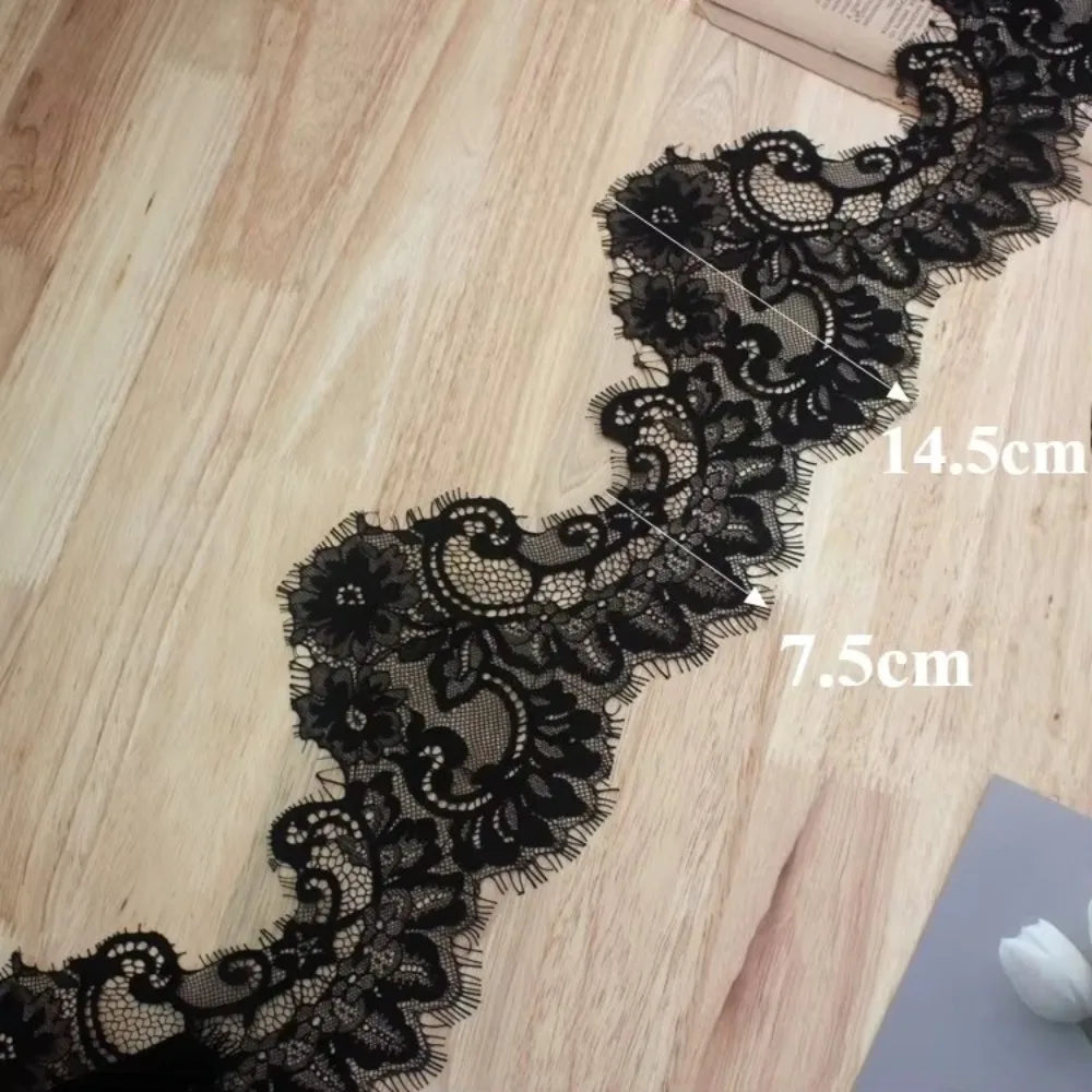 dentelle florale polyester blanc noir classique yards festonnée mariage decorationintérieur couture garnitureajourée