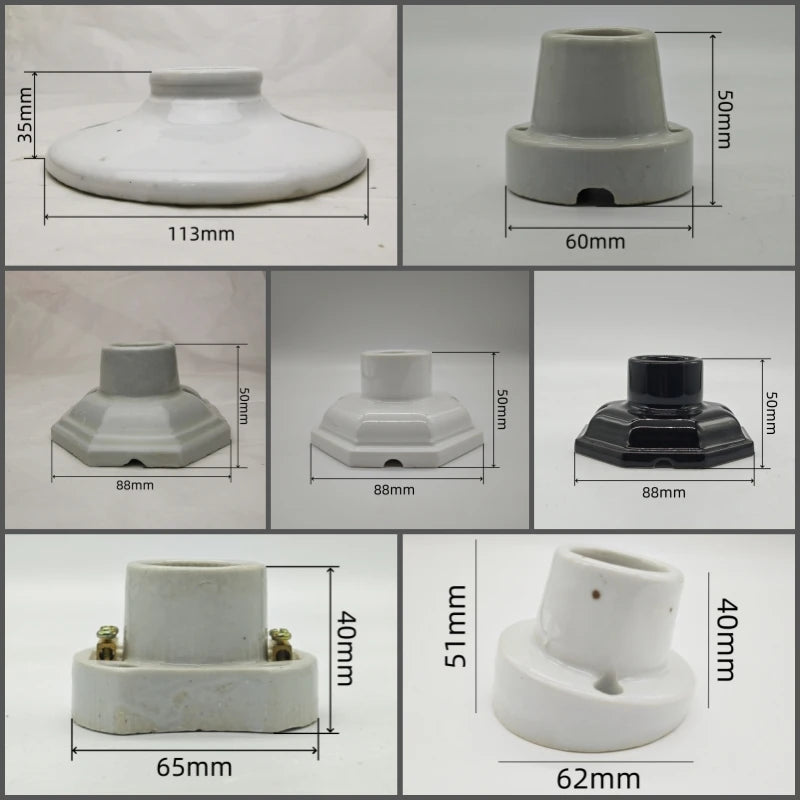 supports lampe céramique moderne blanc noir crème eyelets fixes haute temperature