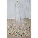 voile mariée blanc brodé fleurs classique romantique translucide ivory tulle cape comb