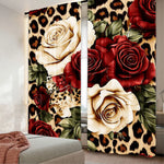 rideau moderne roses rouges léopard opaque 100 polyester 75x166 105x230 130x210 deux panneaux