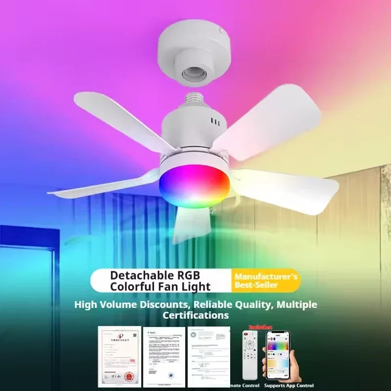 ventilateur led rgb blanc moderne télécommande app intelligent chambre salon
