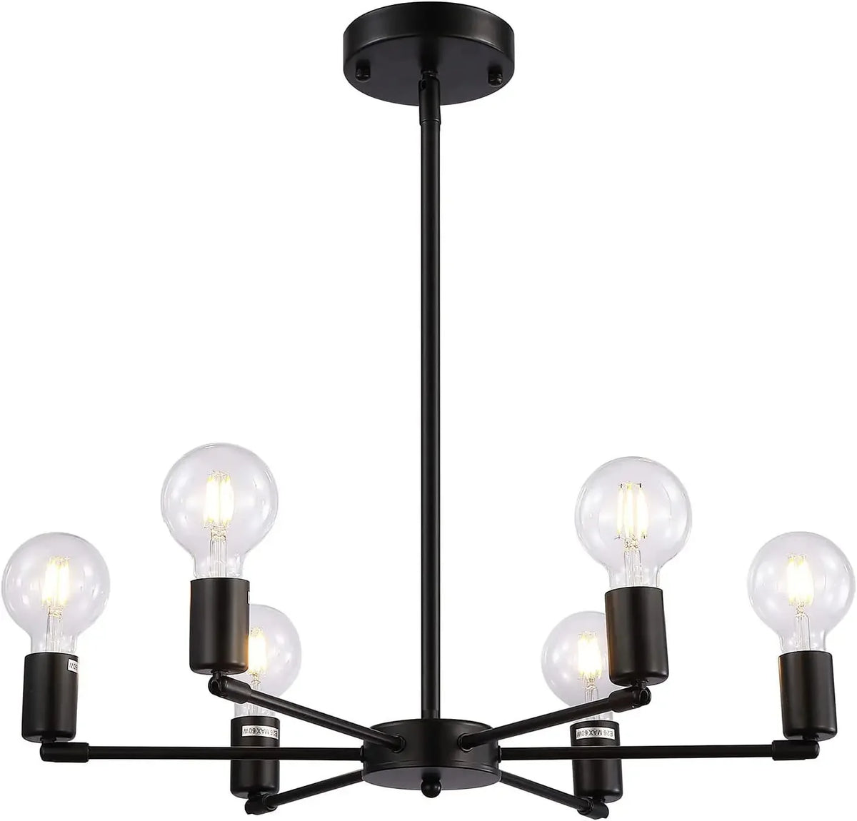 chandelier industriel moderne or noir ampoules e26 verre transparent