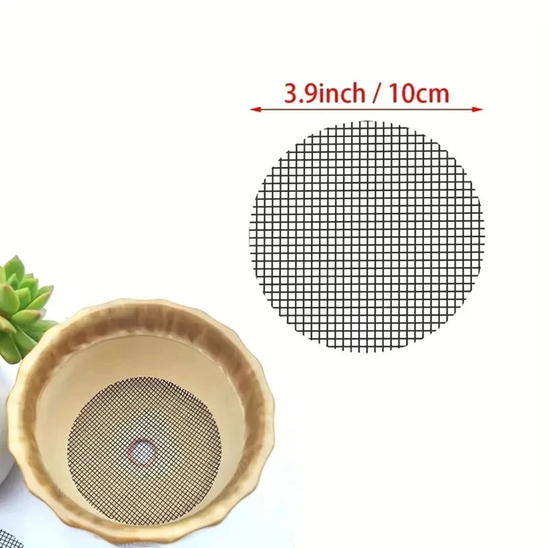 filtre graines noir maille fine pratique adhésif 10x10cm 7.5x7.5cm drainage plantes pots jardinerie