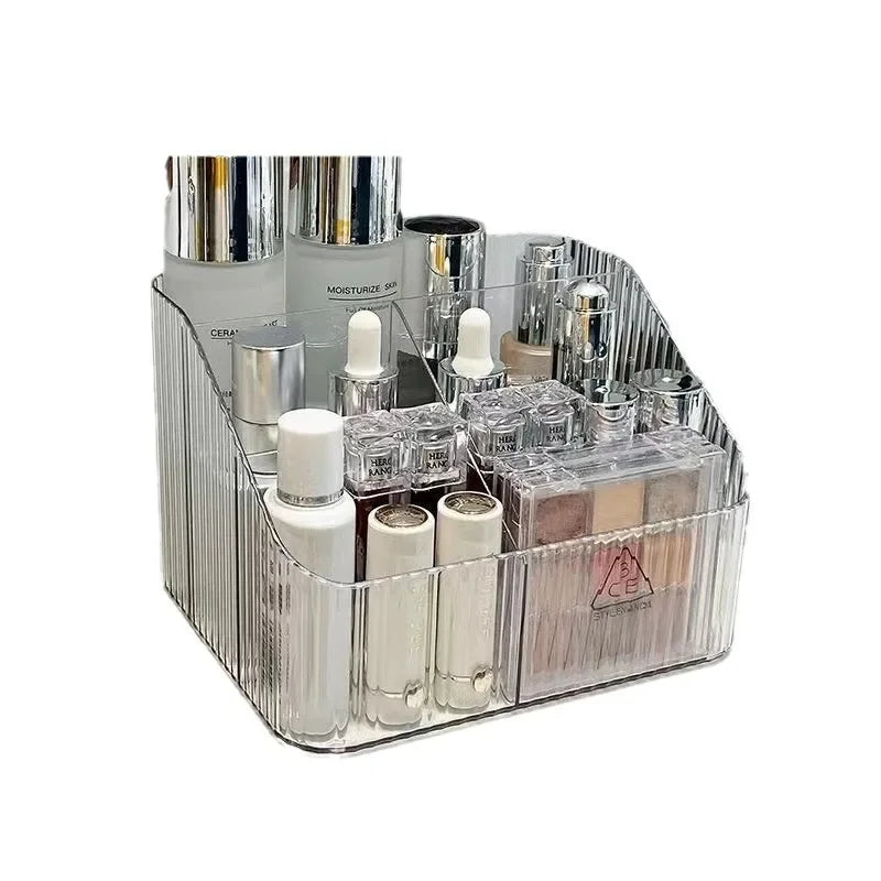 boîte rangement cosmétique transparente rayures verticales moderne minimaliste grilles petites grilles grandes