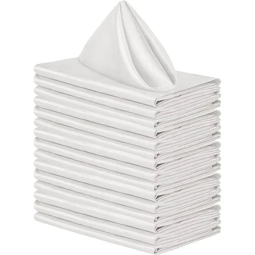 serviettes table tissu satiné 43x43cm classique uni vert foncé blanc bleu marine maison restaurant