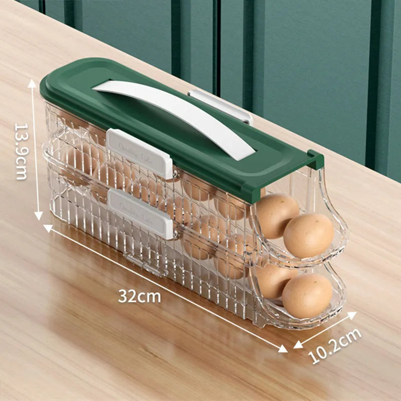 boîte œufs vert transparent réfrigérateur qualité alimentaire moderne pratique hermétique