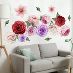 sticker mural floral aquarelle roses pivoines 20 pièces adhésif décoration romantique chambre salon