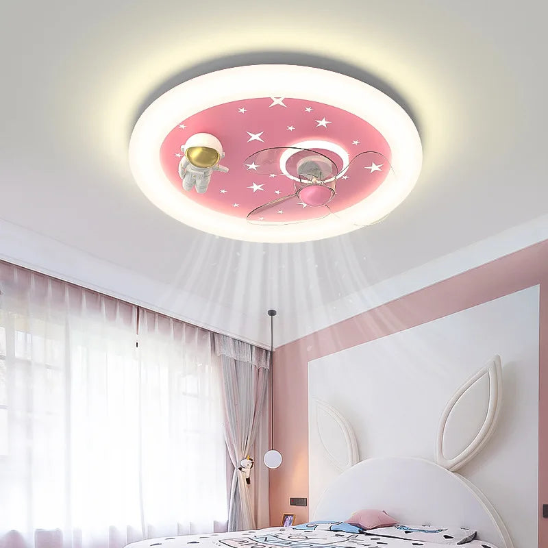 plafonnier led astronautes planètes étoiles moderne enfant bleu rose