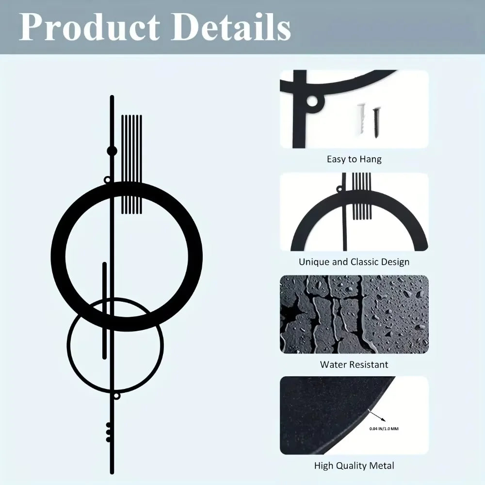 art mural moderne minimaliste noir circulaire géométrique vis fixations salon chambre coucher