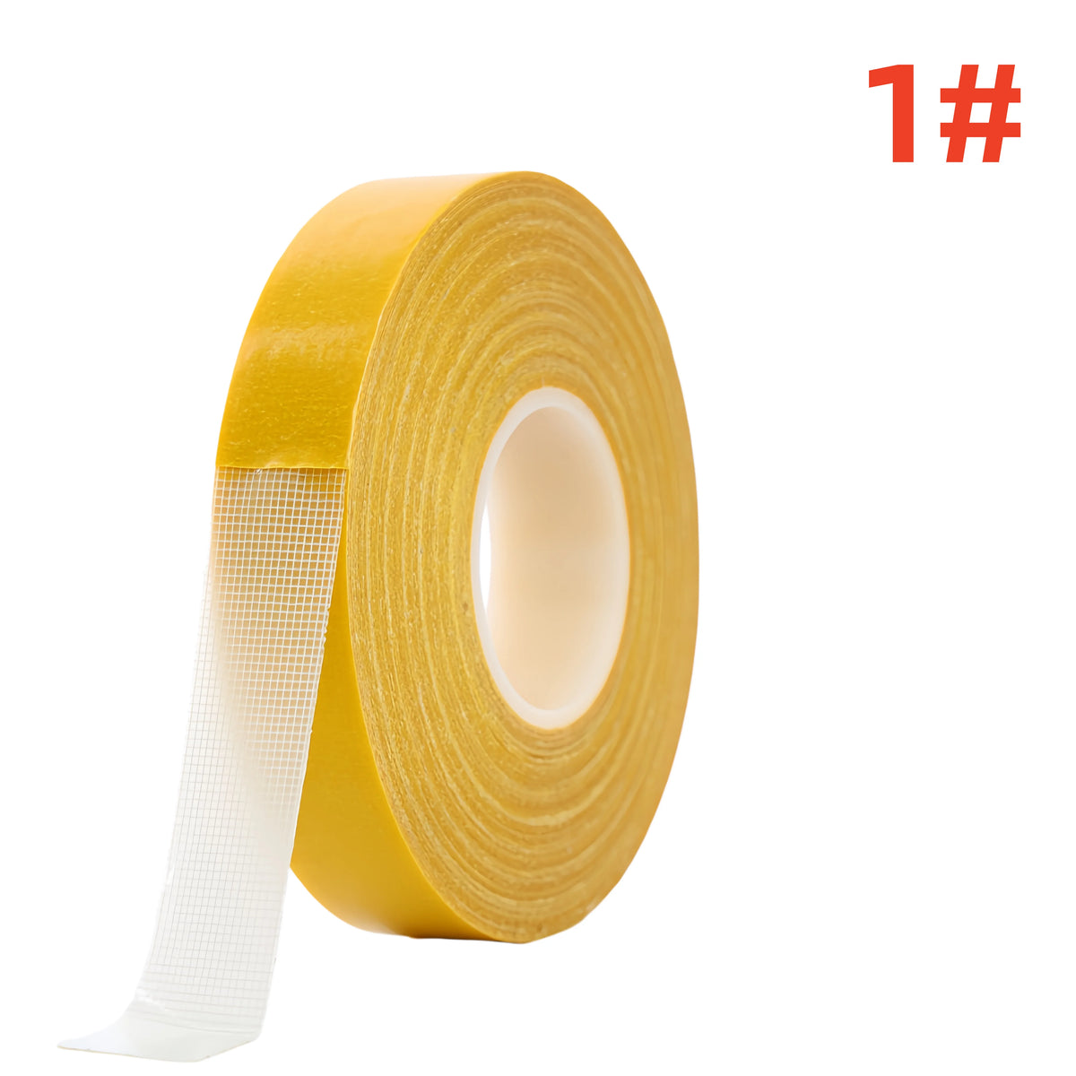 ruban adhésif double face texture tissée jaune blanc 30mm 5mètres utilitaire ciseaux chiffon
