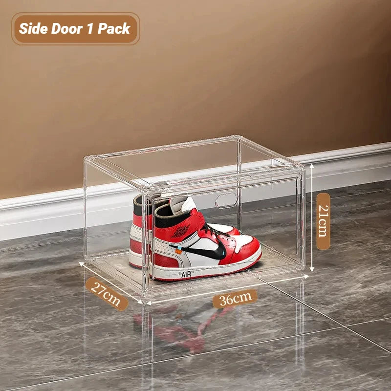 boîtes rangement chaussures transparentes pliables modernes respectueux environnement