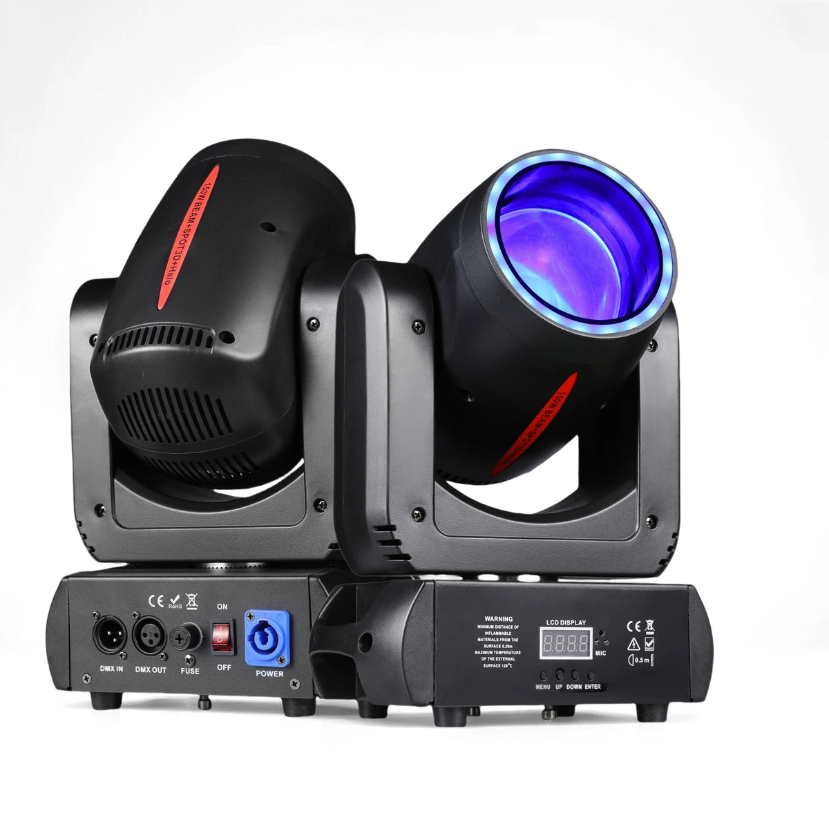 projecteur led noir professionnel dmx 180w effet halo strobo 3d prisme