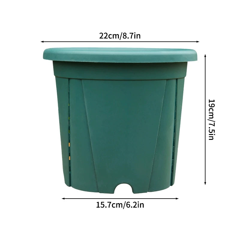 pots racines plastique moderne vertclair beige bleufoncé rayures grille drainage support hydroponie plantes