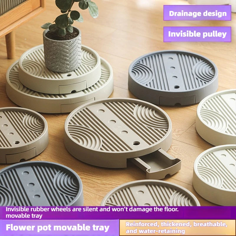 plateau fleur mobile rayures concaves convexes roulettes robuste durable moderneintérieur decoration gris beige