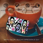 autocollants cartes bancaires effet laser pop art masques effrayants multicolores réutilisables