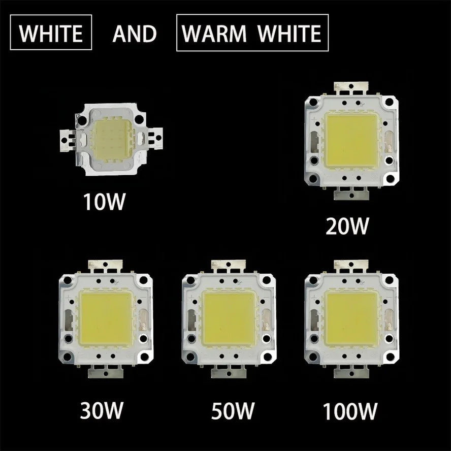 LED COB Chip 10W 20W 30W 50W 100W Blanc Chaud Froid Perforations Carré Clips