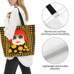 sac main polyester jaune points noirs moderne poche intérieure poignées noires femme pop art