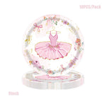 assiettes danseuses ballerines gobelets serviettes nappe rose fleurs ballet anniversaire fête enfantsDecorationThèmeFloralElegant