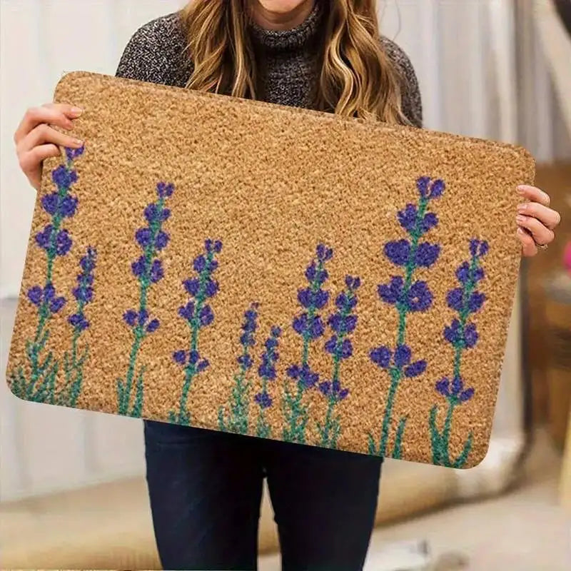 tapis d'entrée moderne fleurs texte bienvenue guirlande 40cm 60cm 50cm 80cm 80cm 120cm polyester