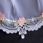 rideau polyester fleur rose dentelle blanche classique transparent dorés salon chambre coucher