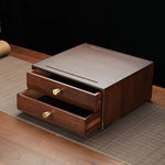 boîte thé marron foncé texture bois naturelle classique rouleau thé couteau thé