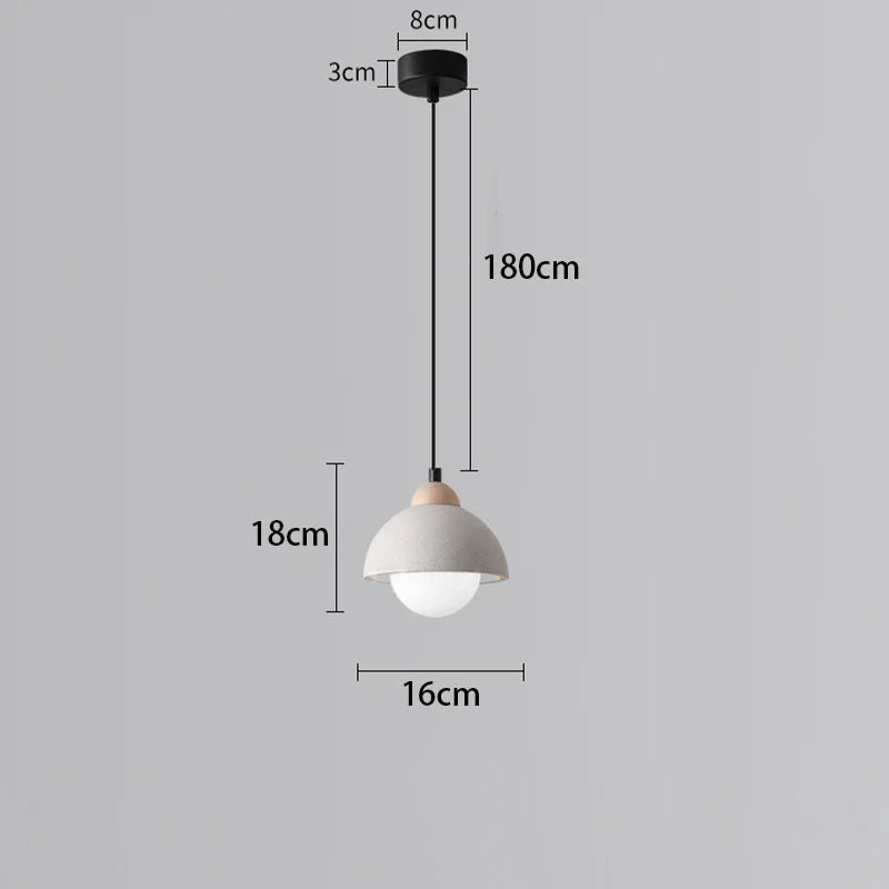 lampe suspendue moderne minimaliste gris clair blanc ampoule led texture béton fixations câble noir