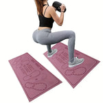 tapis squat noir rose vert jaune antidérapant fitness imprimé silhouettes pieds