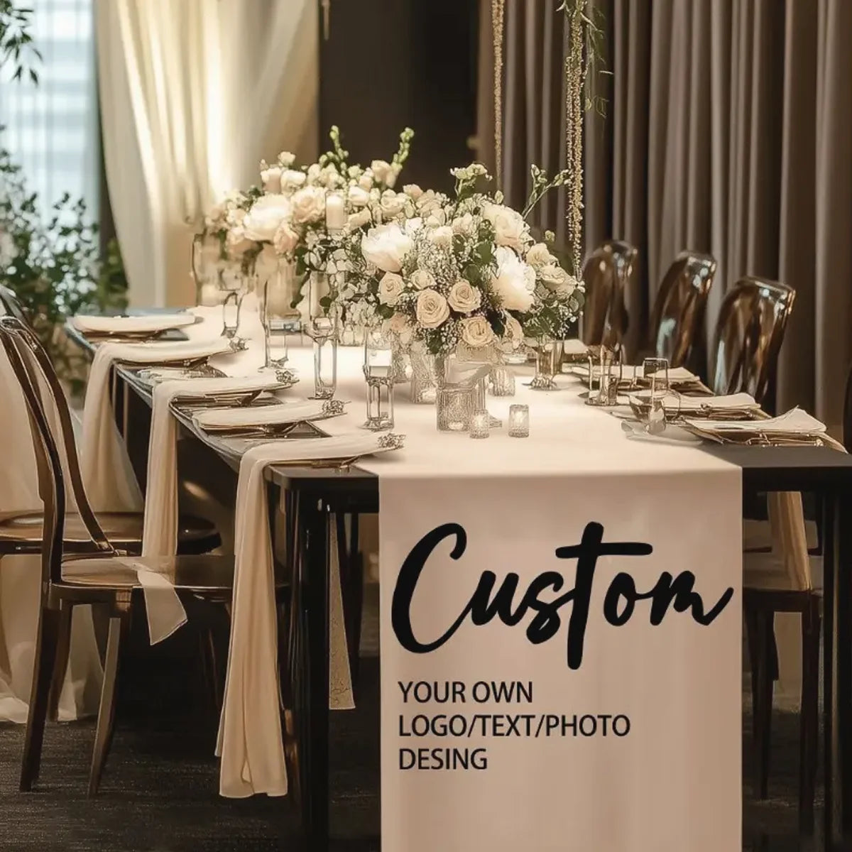 chemin table personnalisable imprimé polyester multicolore mariage événements sportifs nouvelles années st valentin