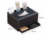 boîte rangement simili cuir noir multifonctionnelle poignées métalliques téléphone télécommandes