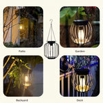 lanterne solaire vintage cage métallique noire ampoule led panneau solaireextérieur autoinstallation modes lumière jardin