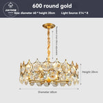 luminaire suspension cristal moderne luxe rond doré transparent salon salle manger chambre
