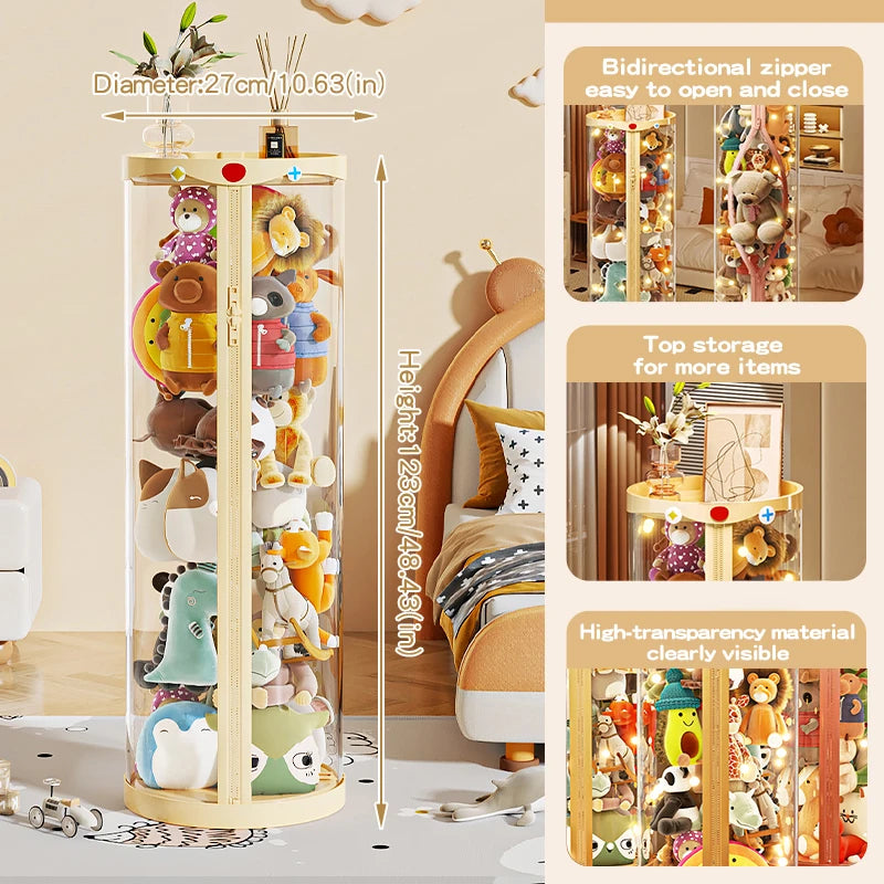 boîte rangement poupées transparente rose clair moderne enfant jouet organizer storage tube DIY
