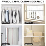 tendeur mural extensible blanc moderne adhésif 40cm 280cm crochets sans perçageversible rechargeable
